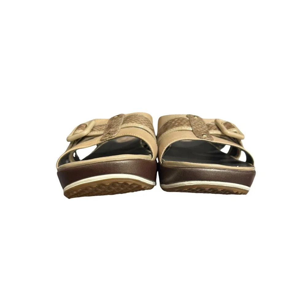 Cole Haan Nike Air wedge slip-on slide sandals Beige Leather Snakeskin 6.5B